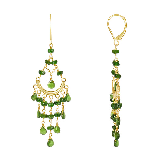 14k Chrome Diopside  or Pyrite Chandelier Leverback Earring