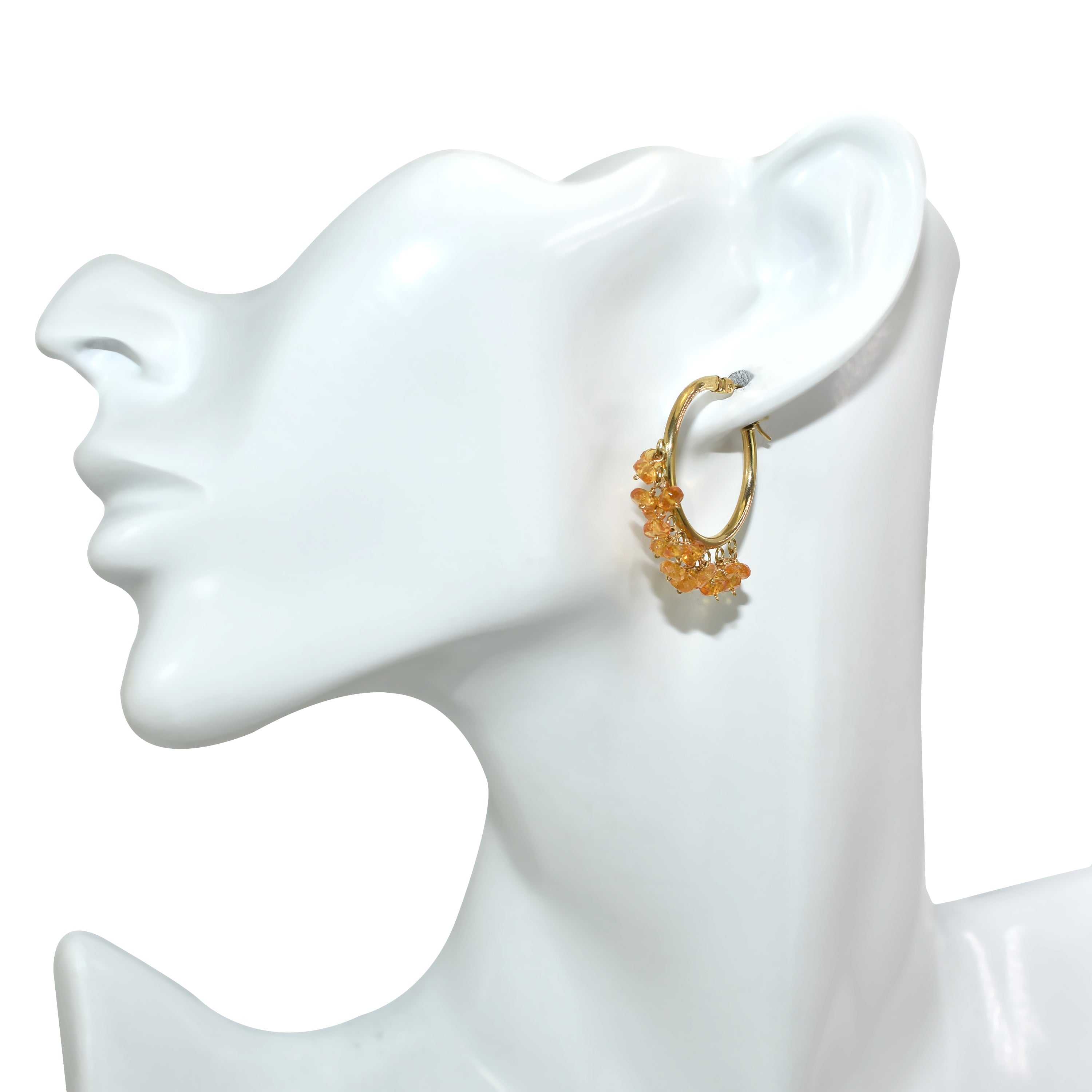 14k Gemstone Cluster Hoop Earring