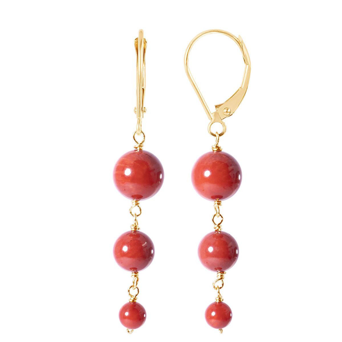 14k Earring Feature Graduated Balls Leverback Earring