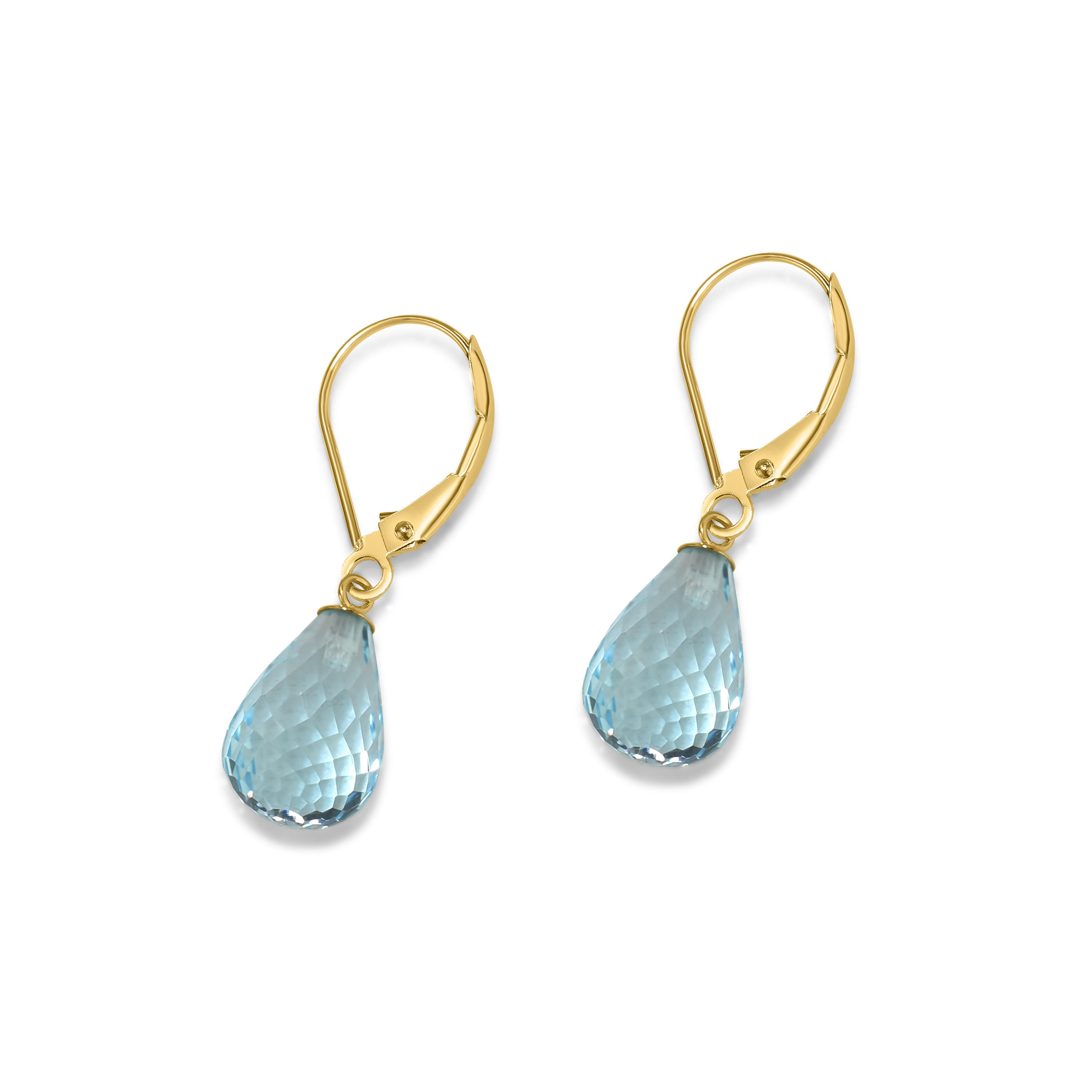 14k Blue Topaz Drop Leverback Earring Blue Topaz