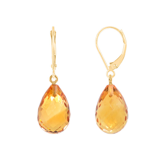 14k Amethyst or Citrine Drop Leverback Earring