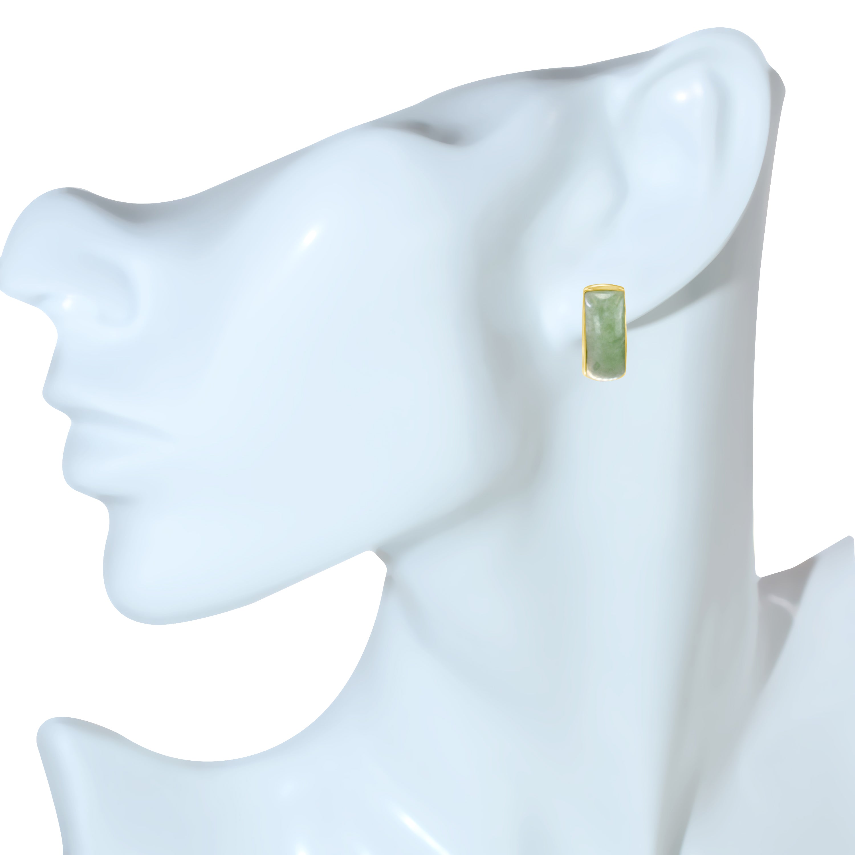 14k Natural Jade Huggie Earring