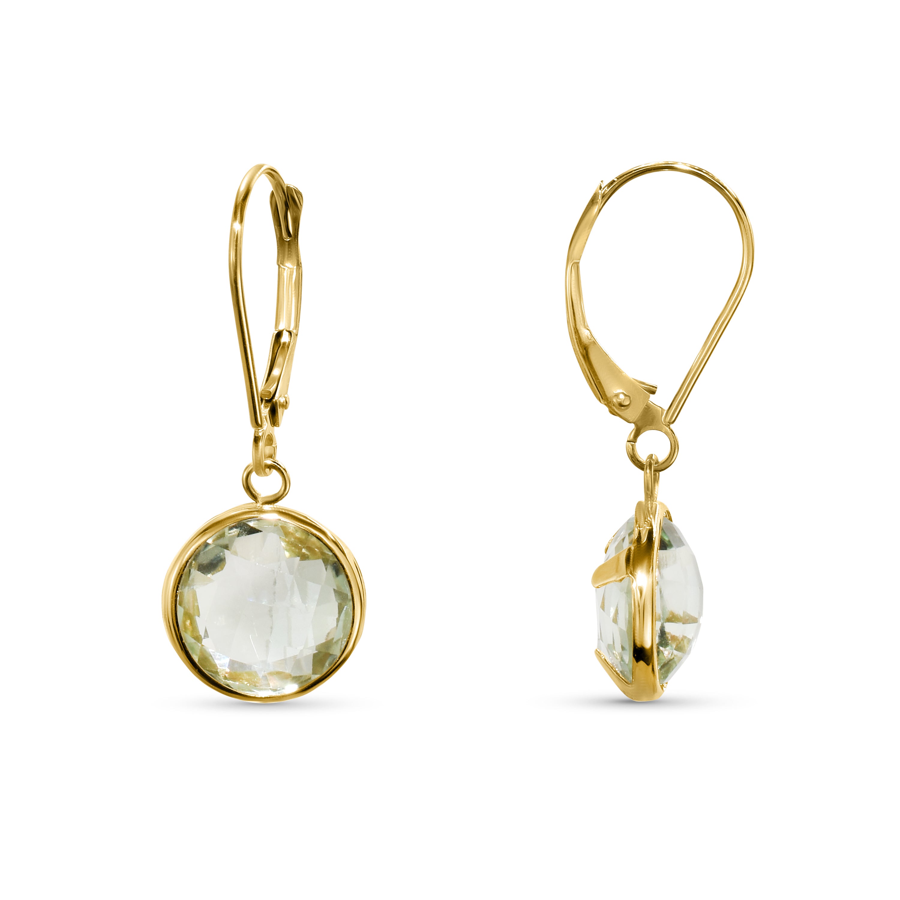 14k Gemstone Back Set Bezel Leverback Earring