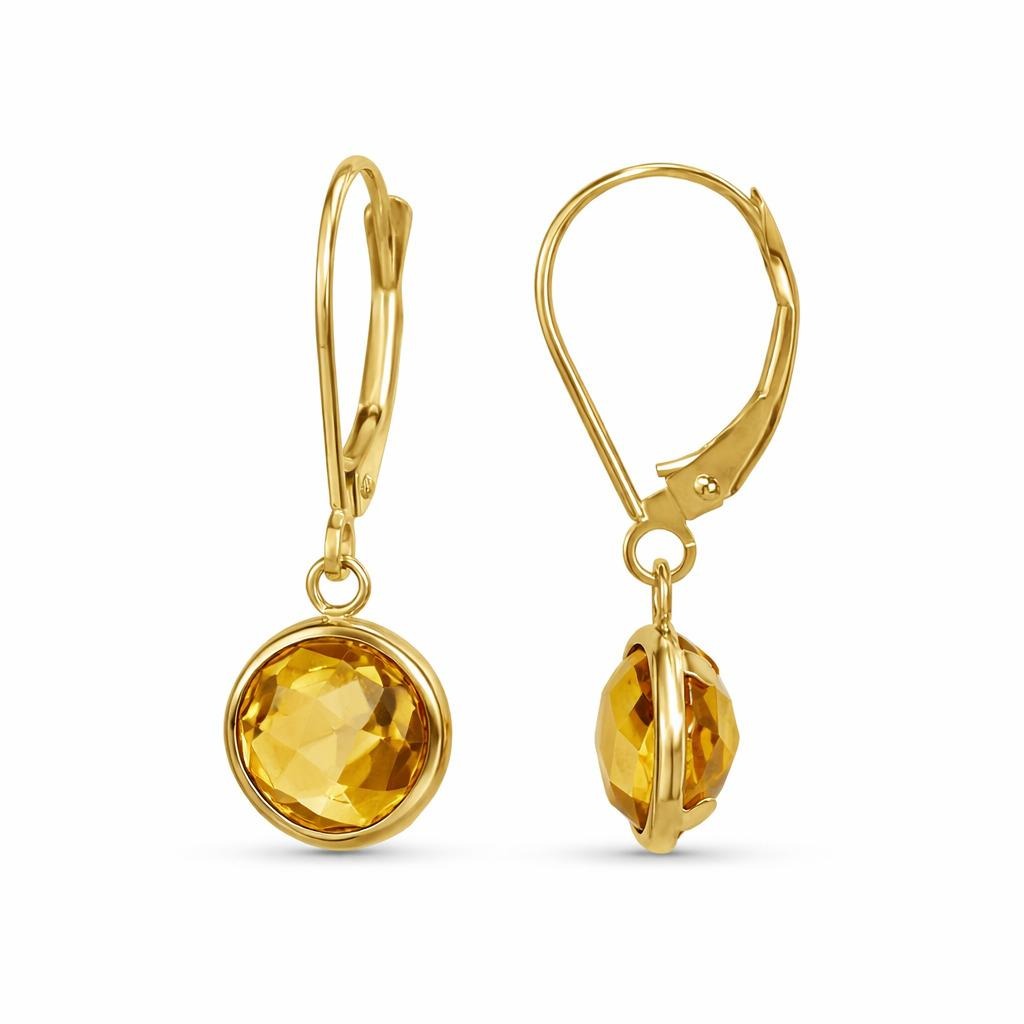 14k 8mm Gemstone Back Set Bezel Leverback Earring