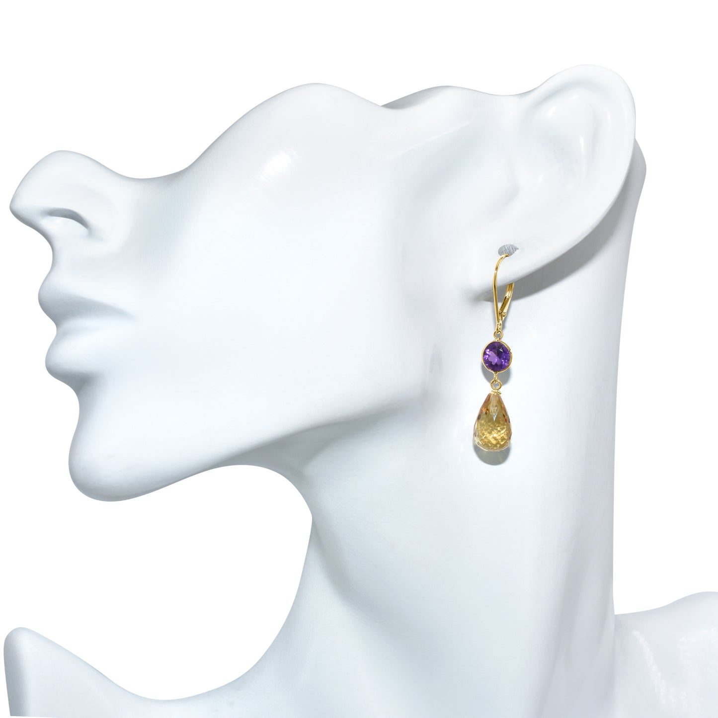 14k Amethyst Citrine Leverback Earring