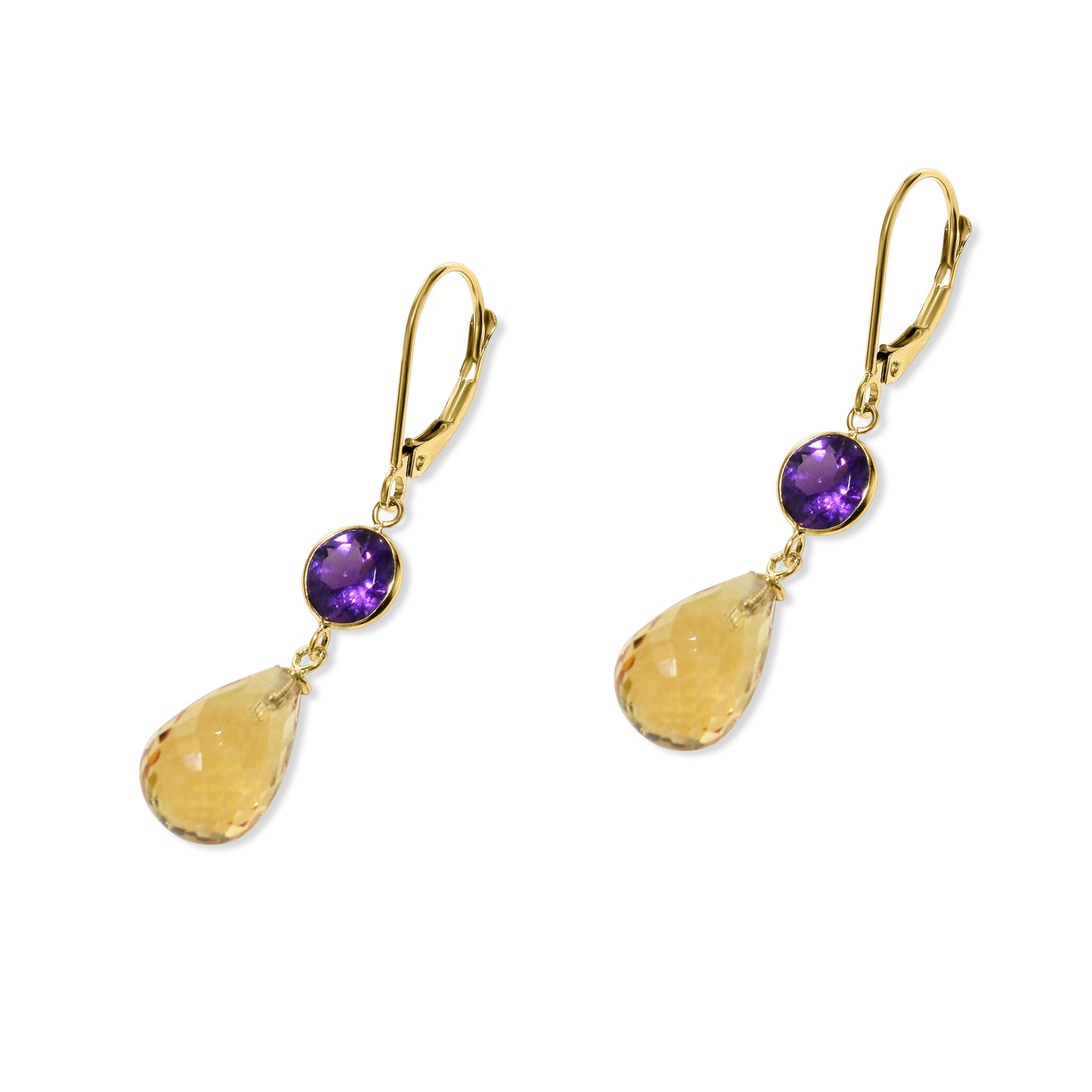 14k Amethyst Citrine Leverback Earring