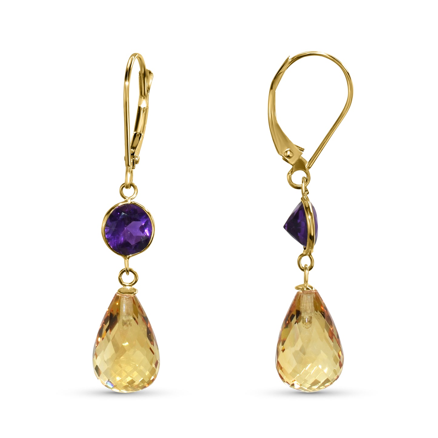 14k Amethyst Citrine Leverback Earring