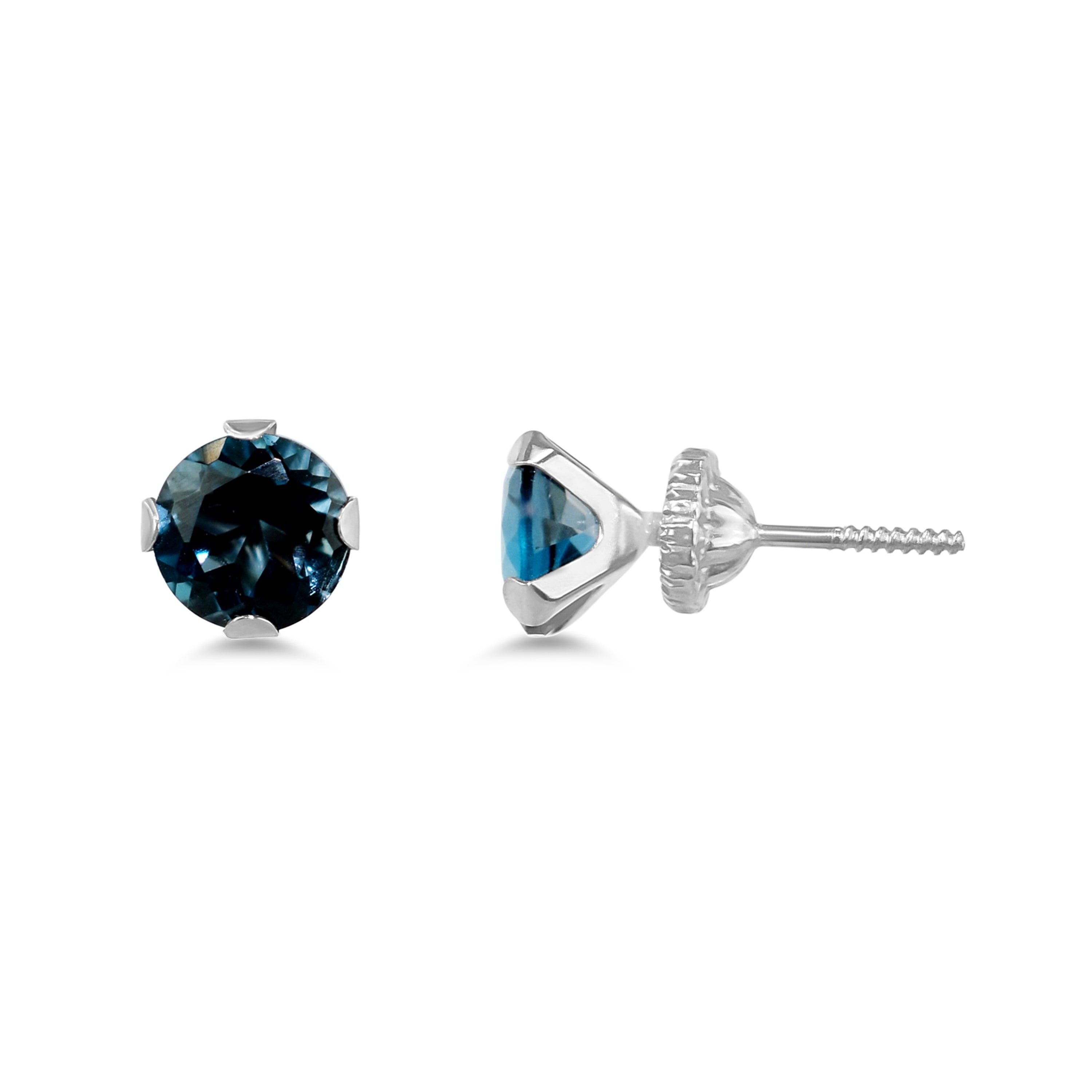 14k White Gold London Bt 6Mm Stud Screw Back Earring