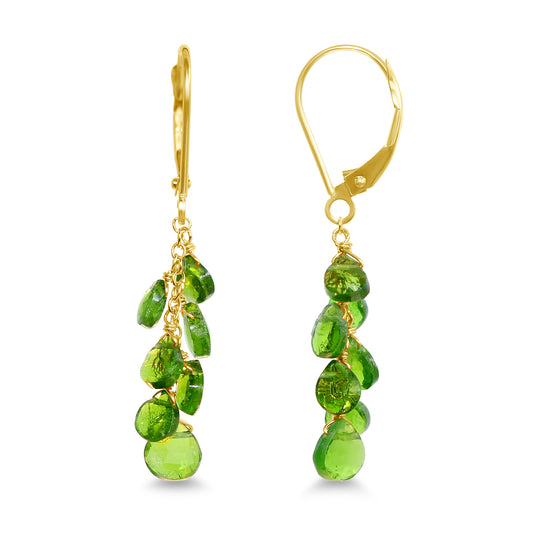 14k Chrome Diopside Leverback Dangle Earring