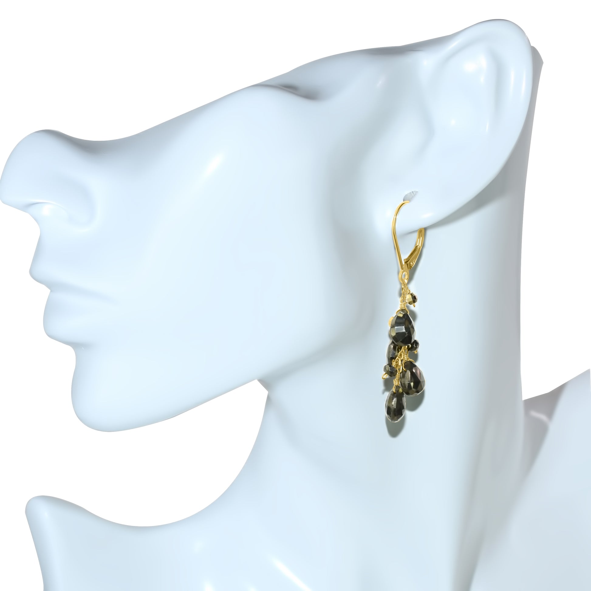 14k Pyrite Dangle Leverback Earring