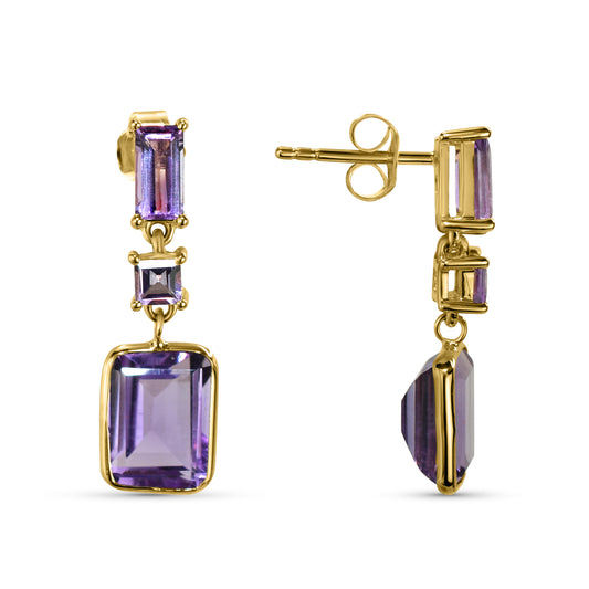 14k Amethyst Fancy Dangle Post Earring