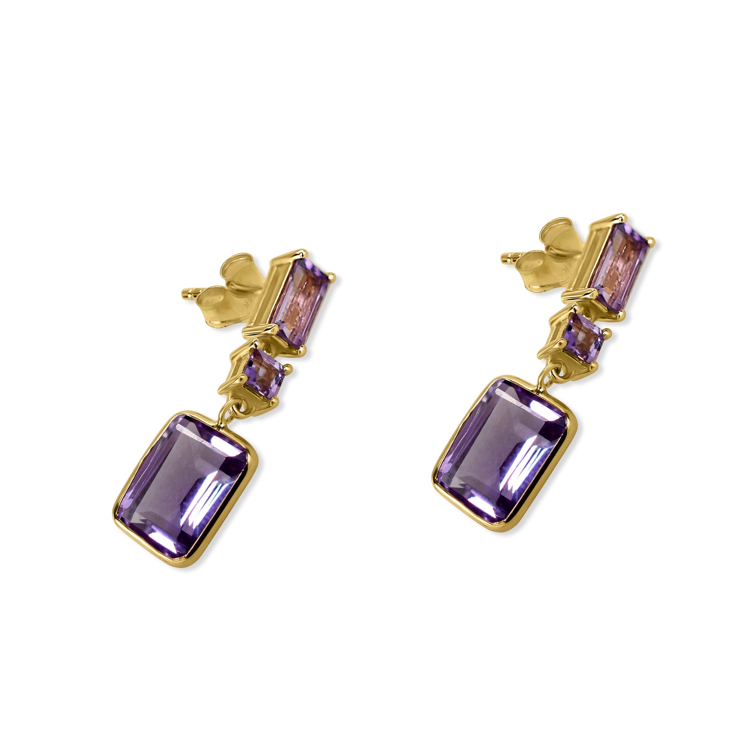 14k Amethyst Fancy Dangle Post Earring