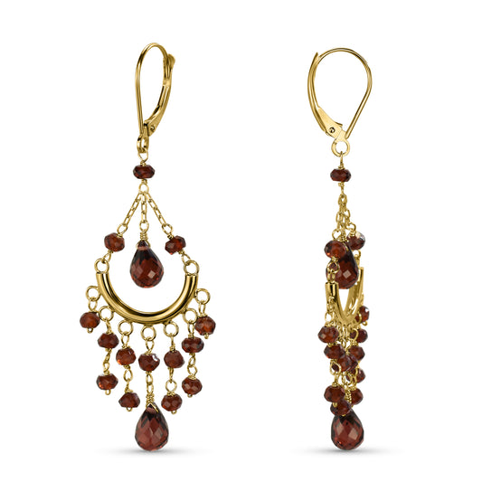 14k Garnet Chandelier Leverback Earring