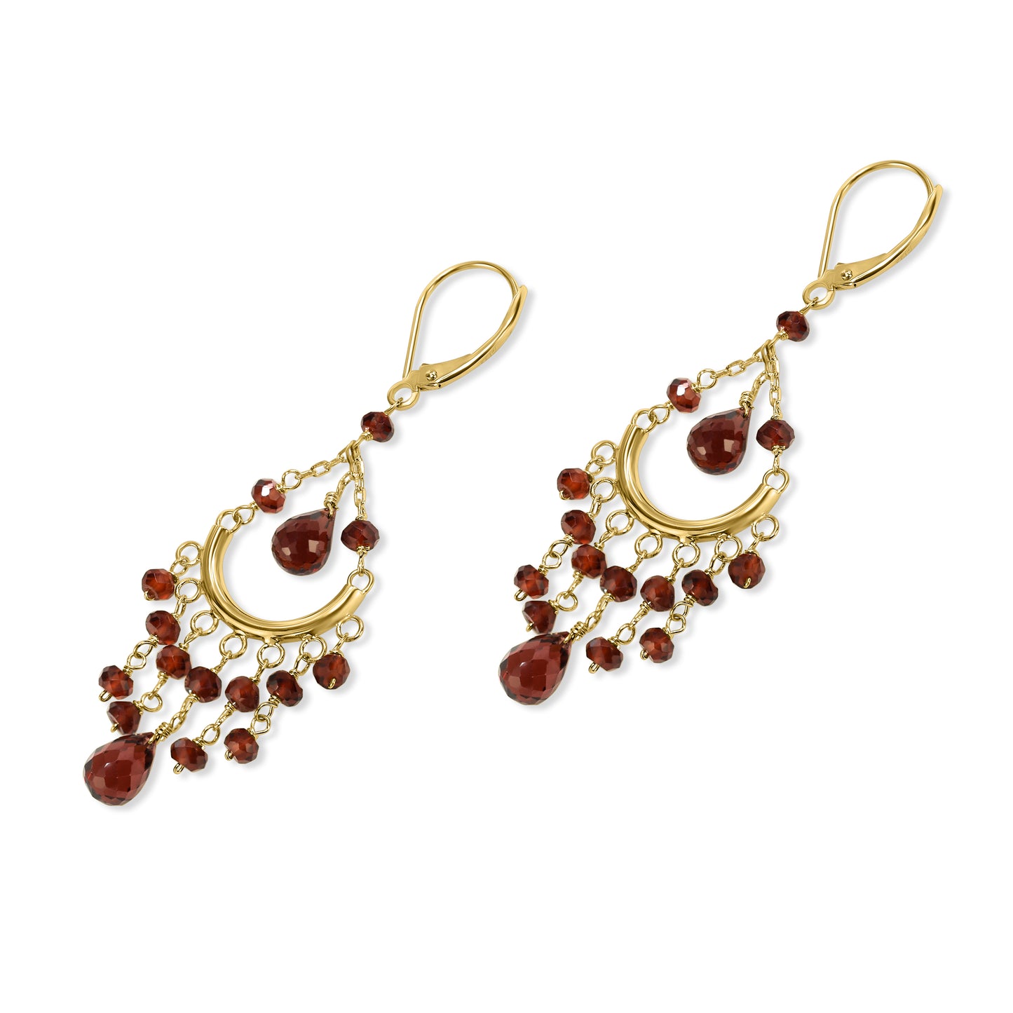 14k Garnet Chandelier Leverback Earring