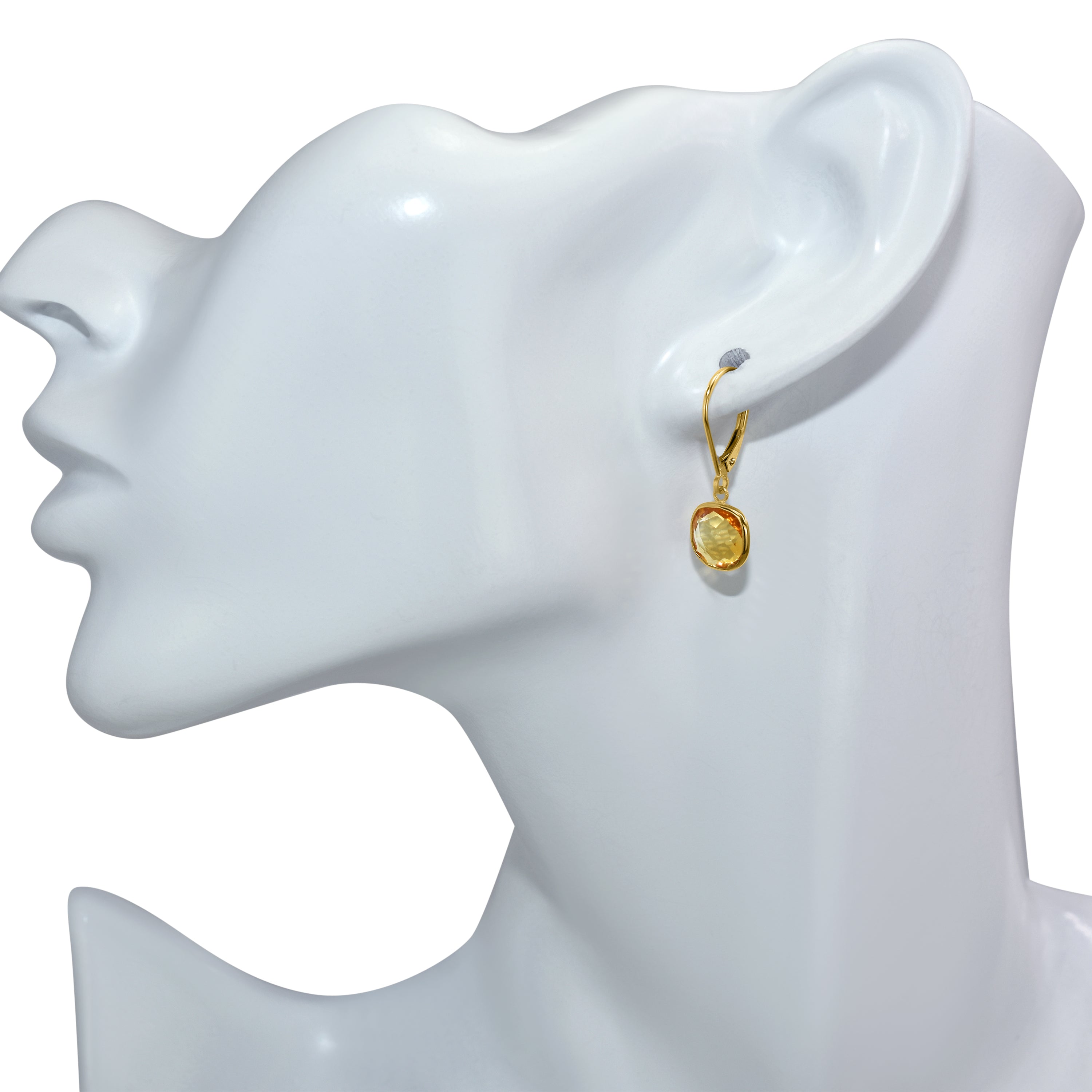 14k Citrine Cushion Leverback Earring