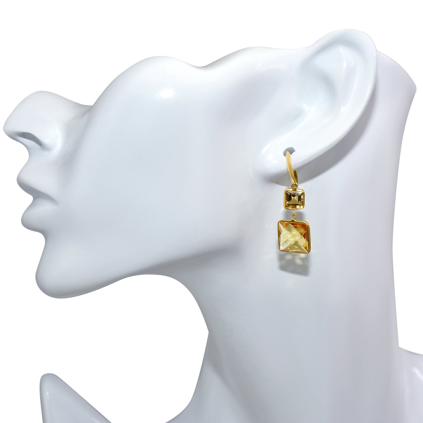 14k Citrine Square Bezel Hoop Earring