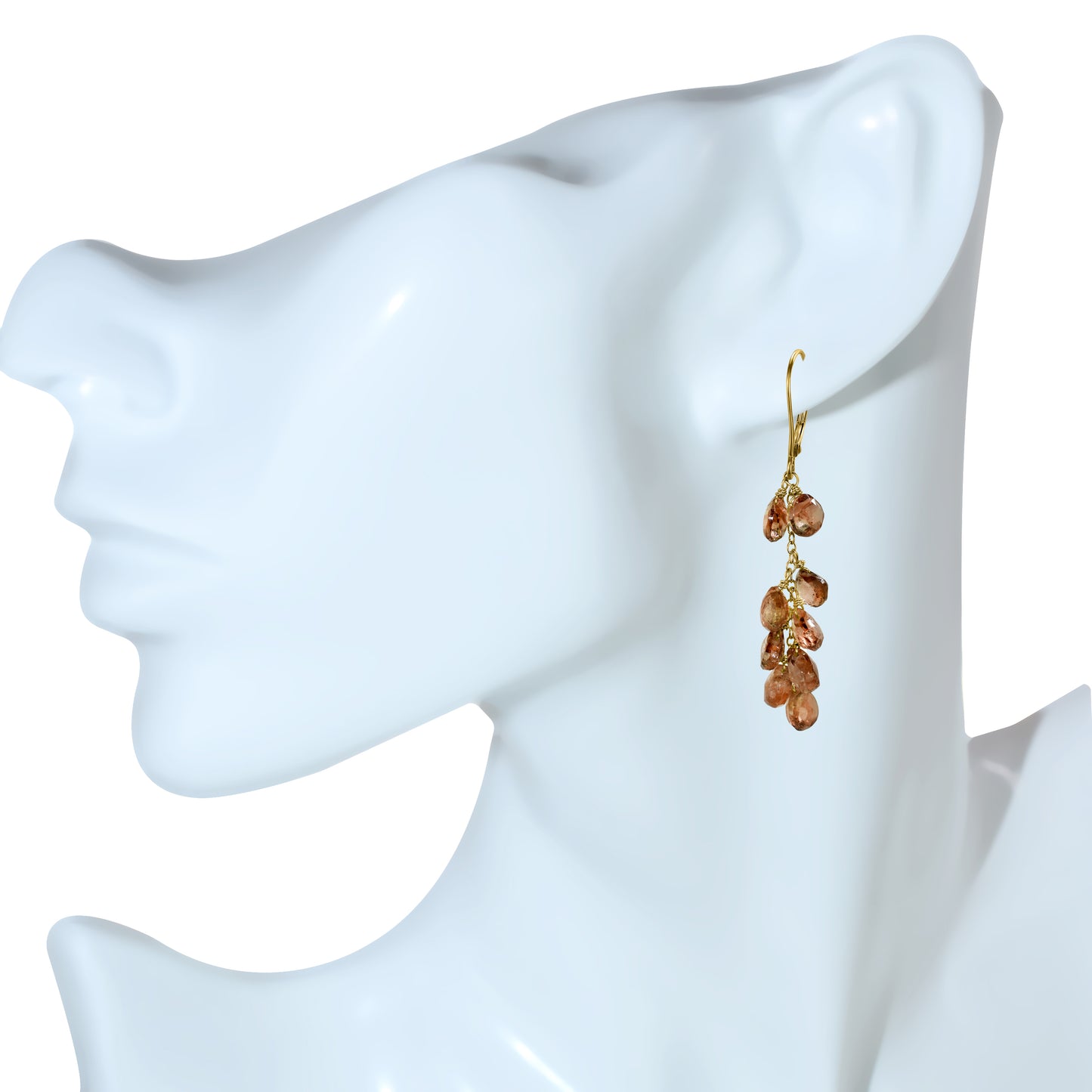 14k Andalusite Cluster Dangle Leverback Earring