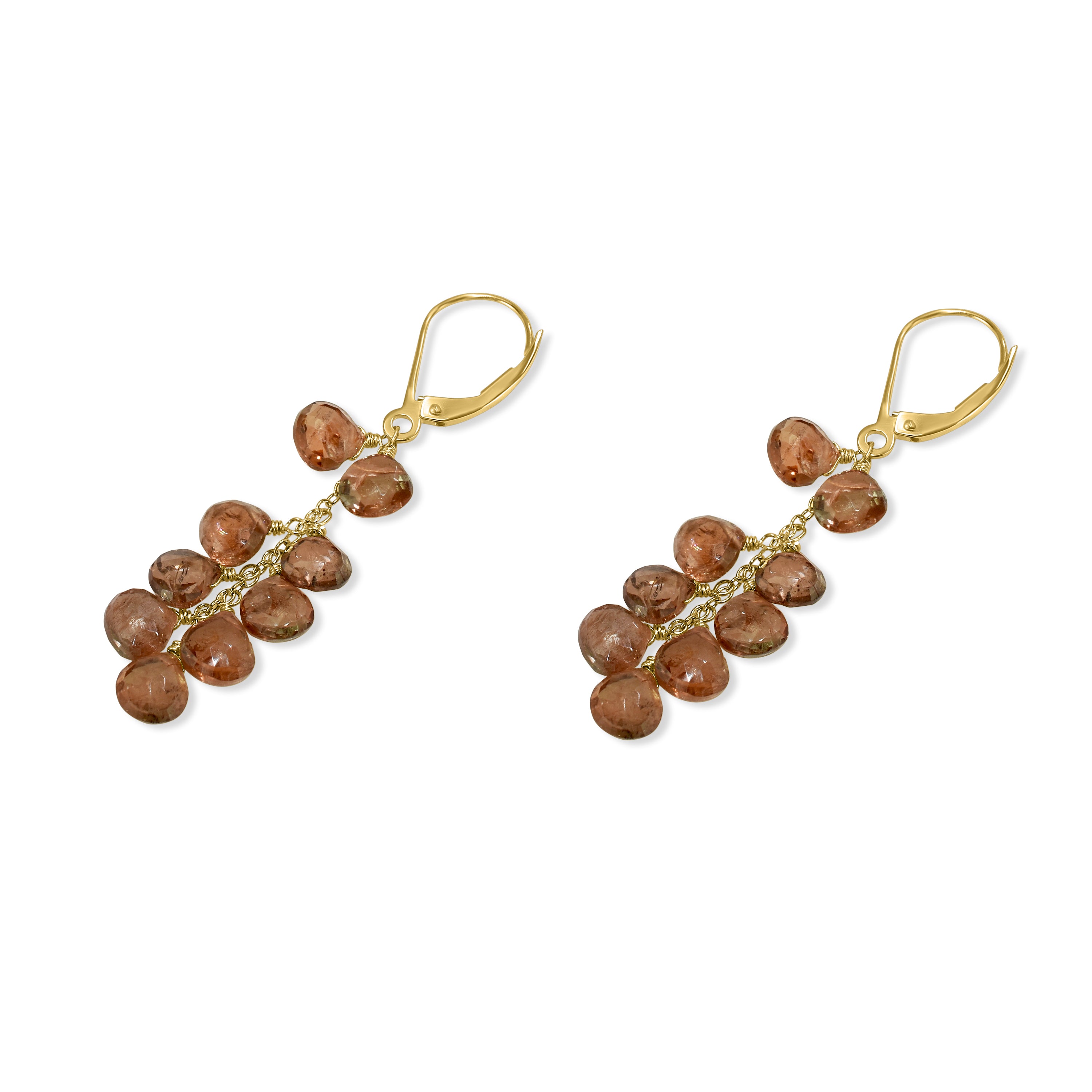 14k Andalusite Cluster Dangle Leverback Earring