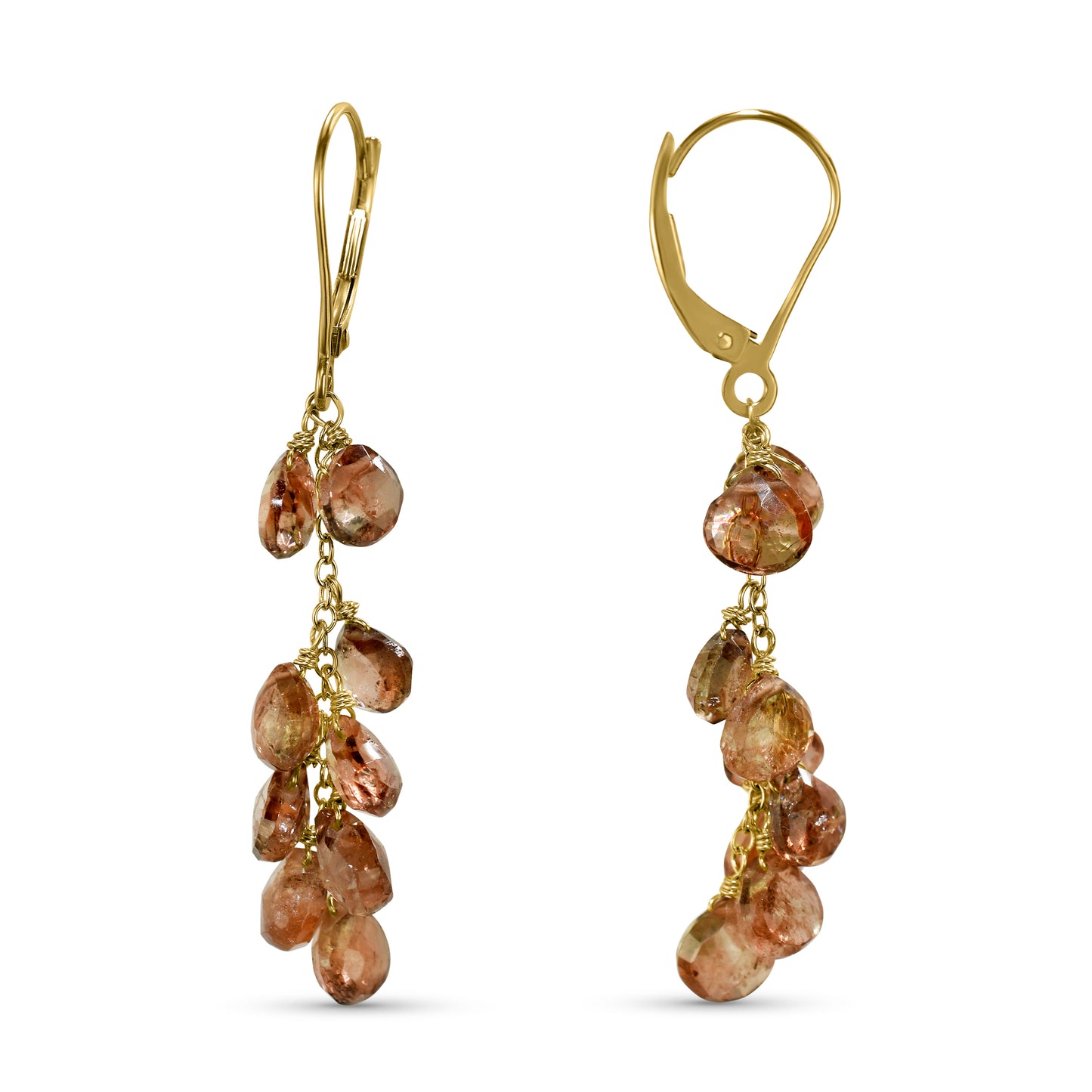 14k Andalusite Cluster Dangle Leverback Earring