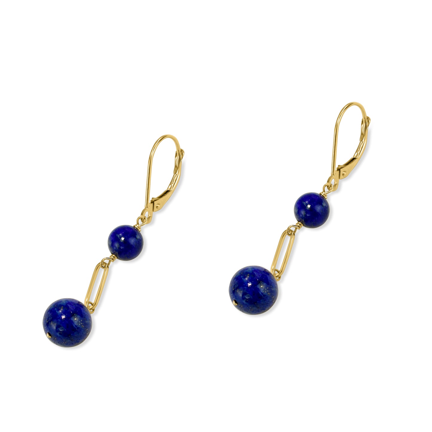 14k Lapis Paperclip Leverback Earring