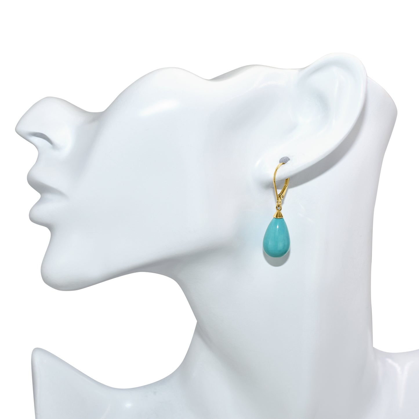 14k Turquoise Drop Leverback Earring