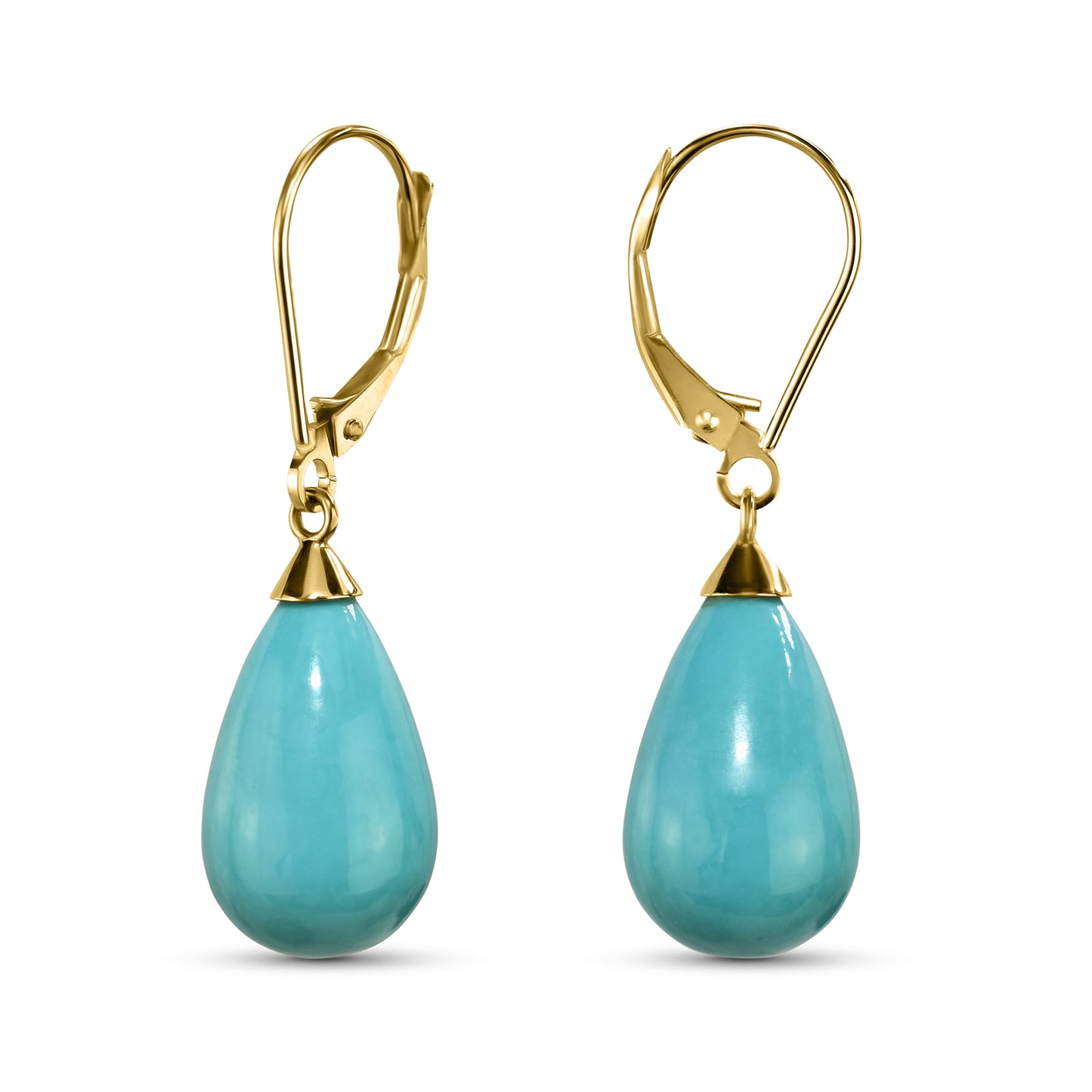 14k Turquoise Drop Leverback Earring