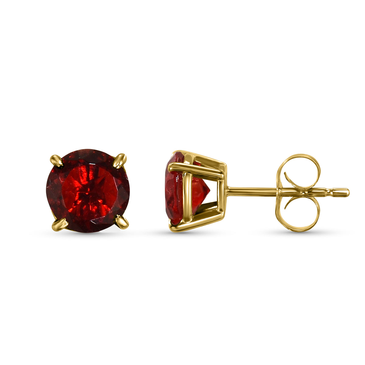 14k Lab Grown Ruby Round Stud Earring