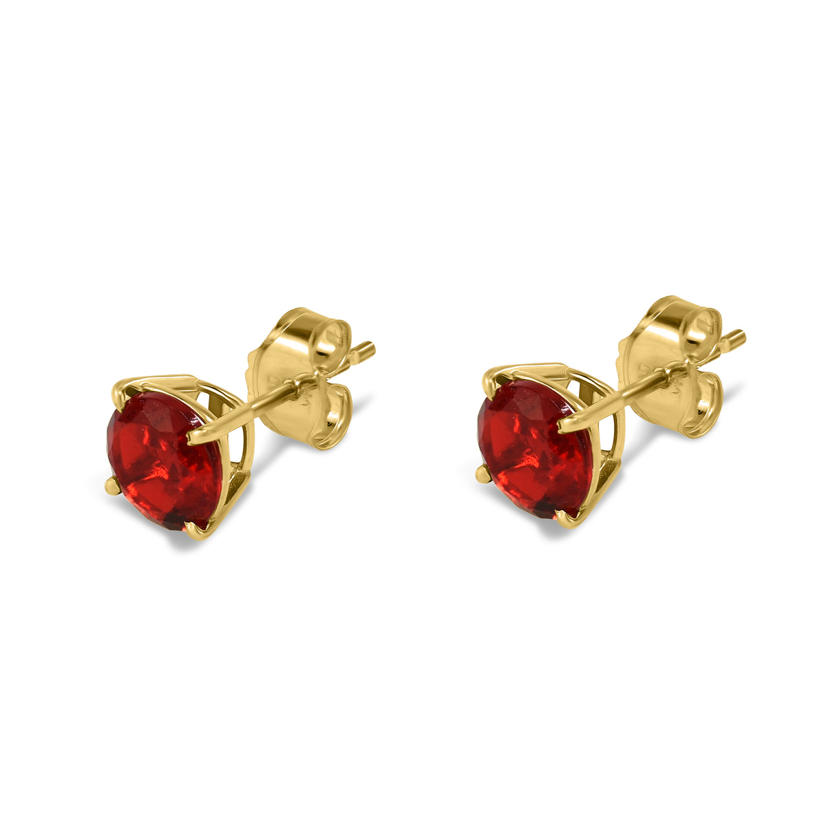 14k Lab Grown Ruby Round Stud Earring