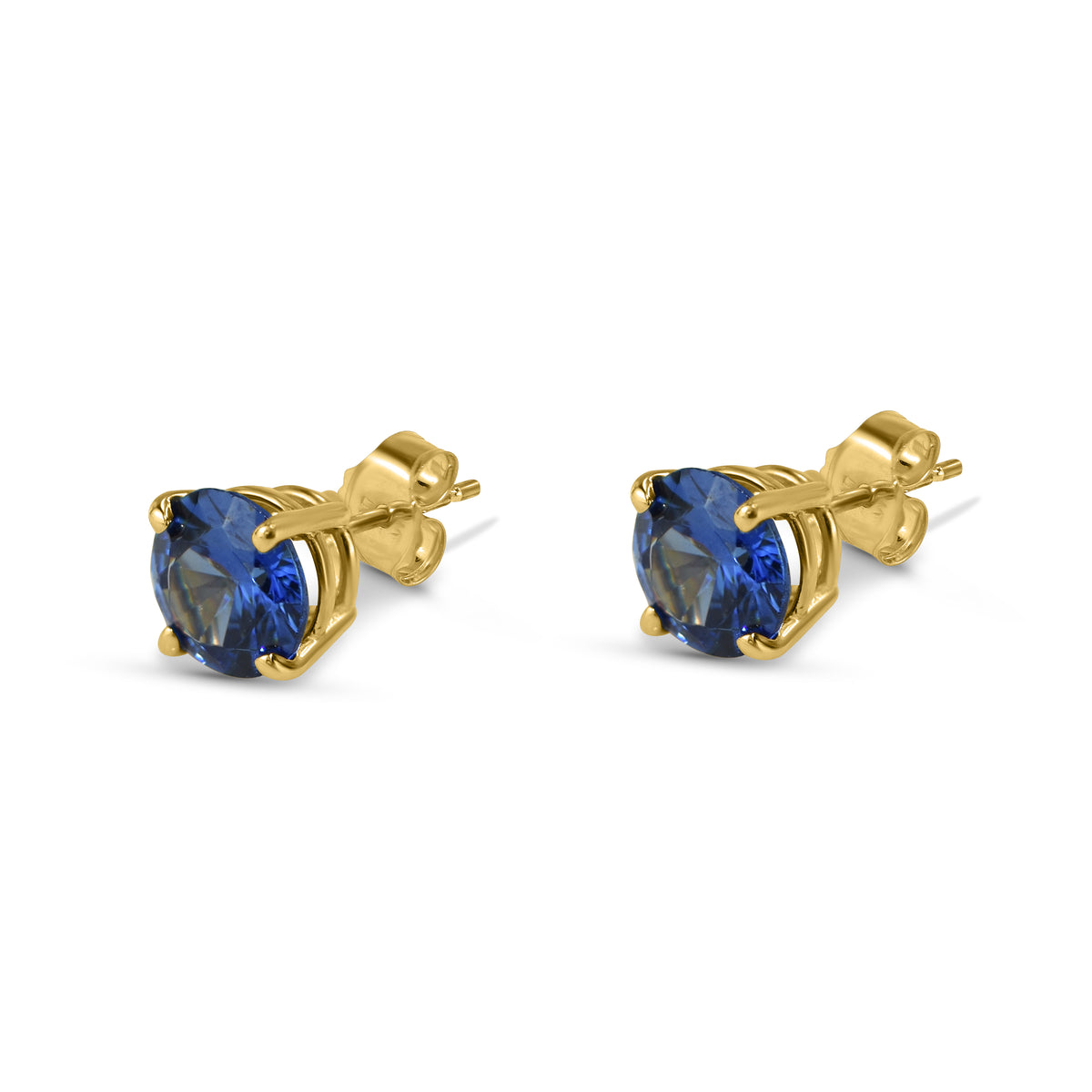 14k Lab Grown Sapphire Round Stud Earring