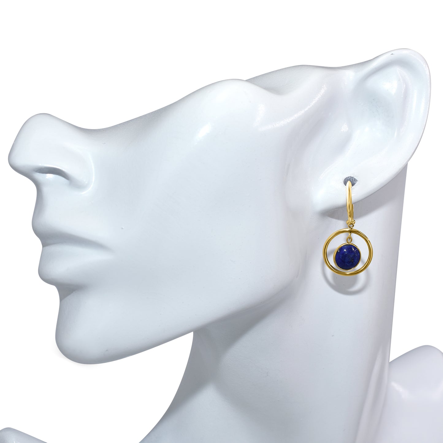 14k Lapis Halo Hoop Earring