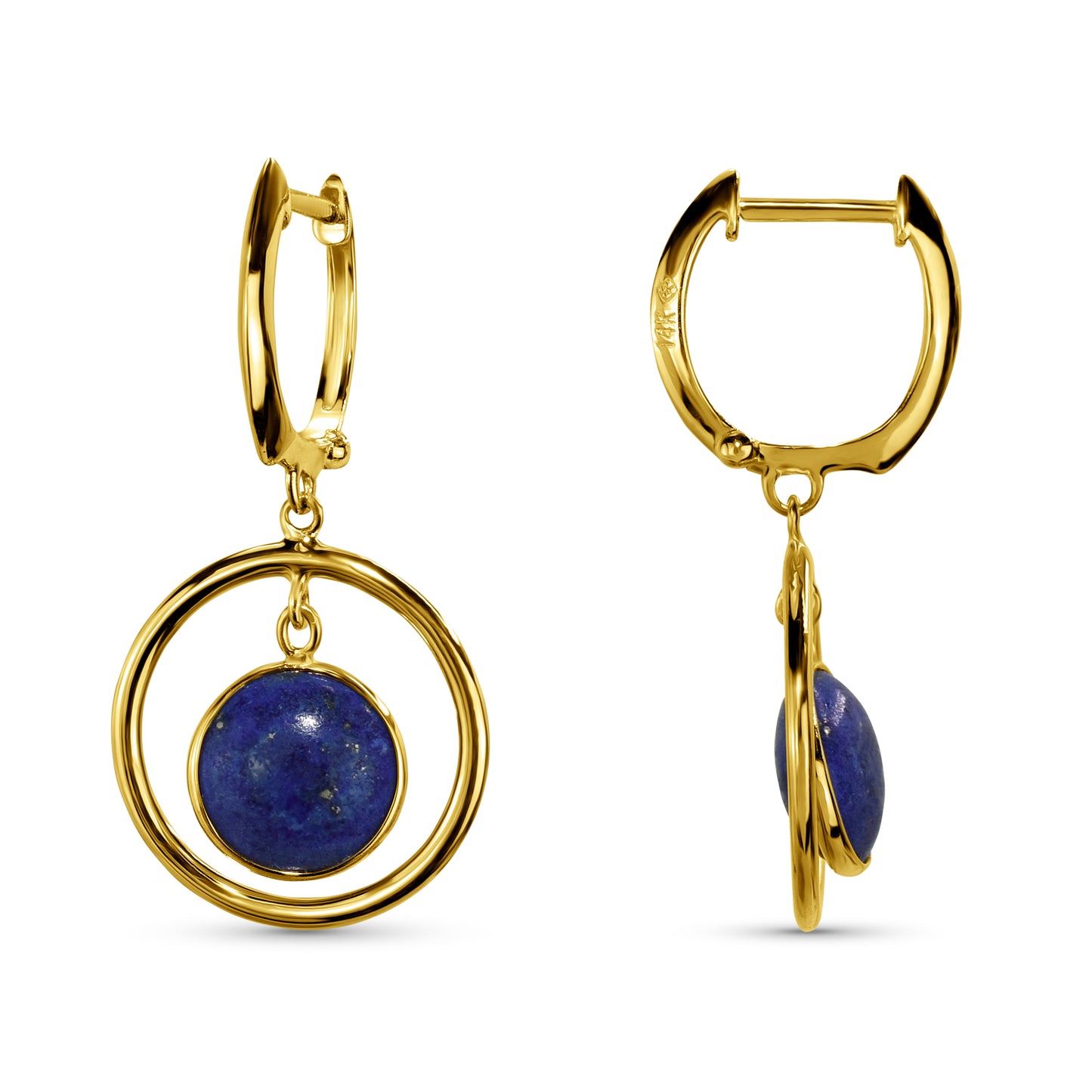 14k Lapis Halo Hoop Earring