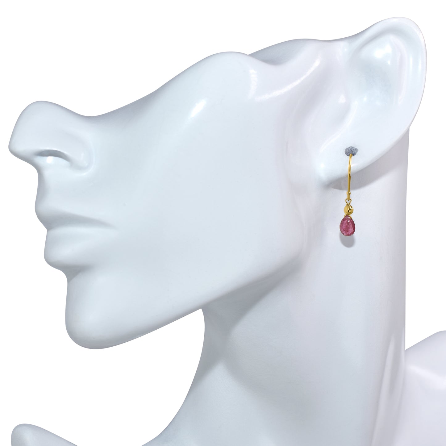 14k Pink Tourmaline Pear Hook Earring