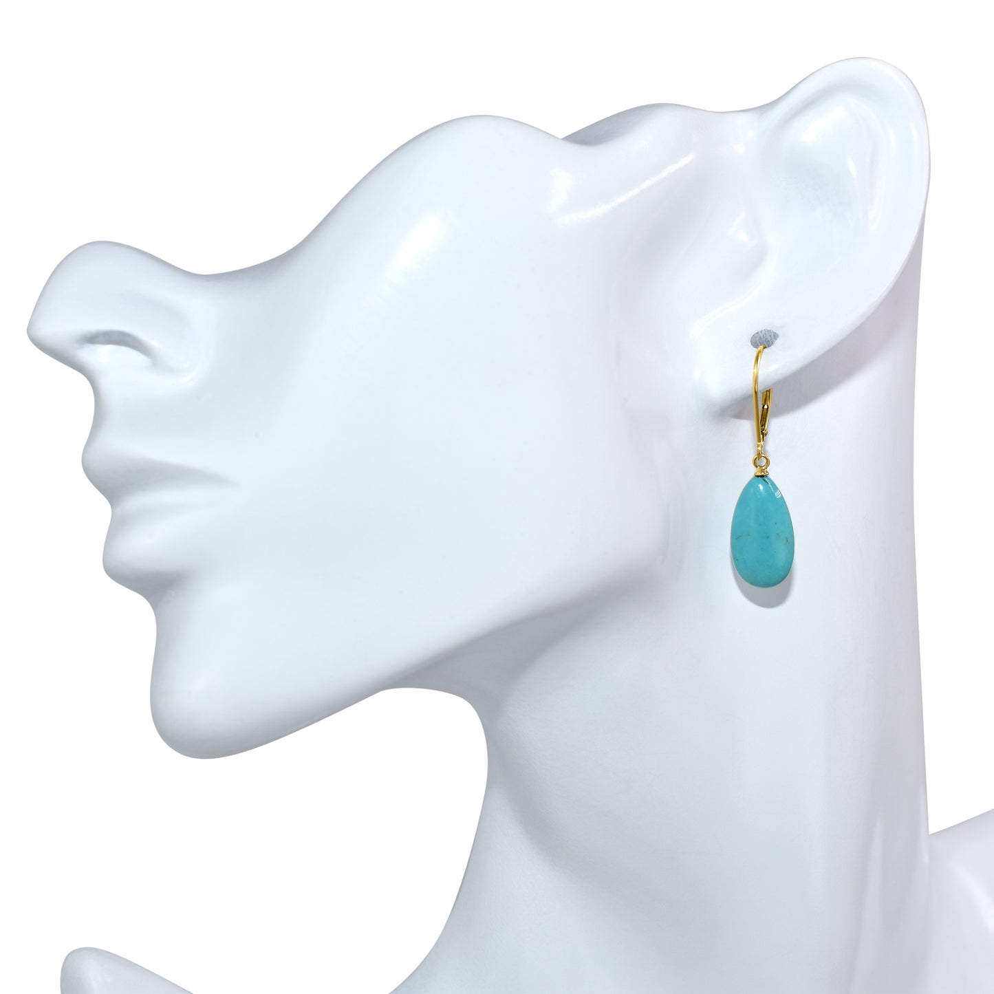 14k Turquoise Drop Leverback Earring