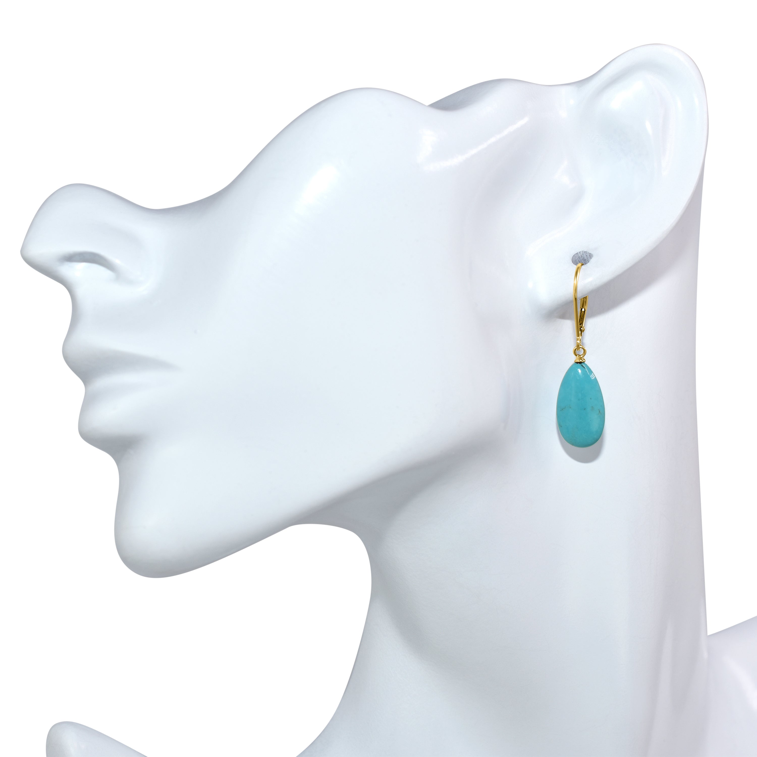 14k Turquoise Drop Leverback Earring