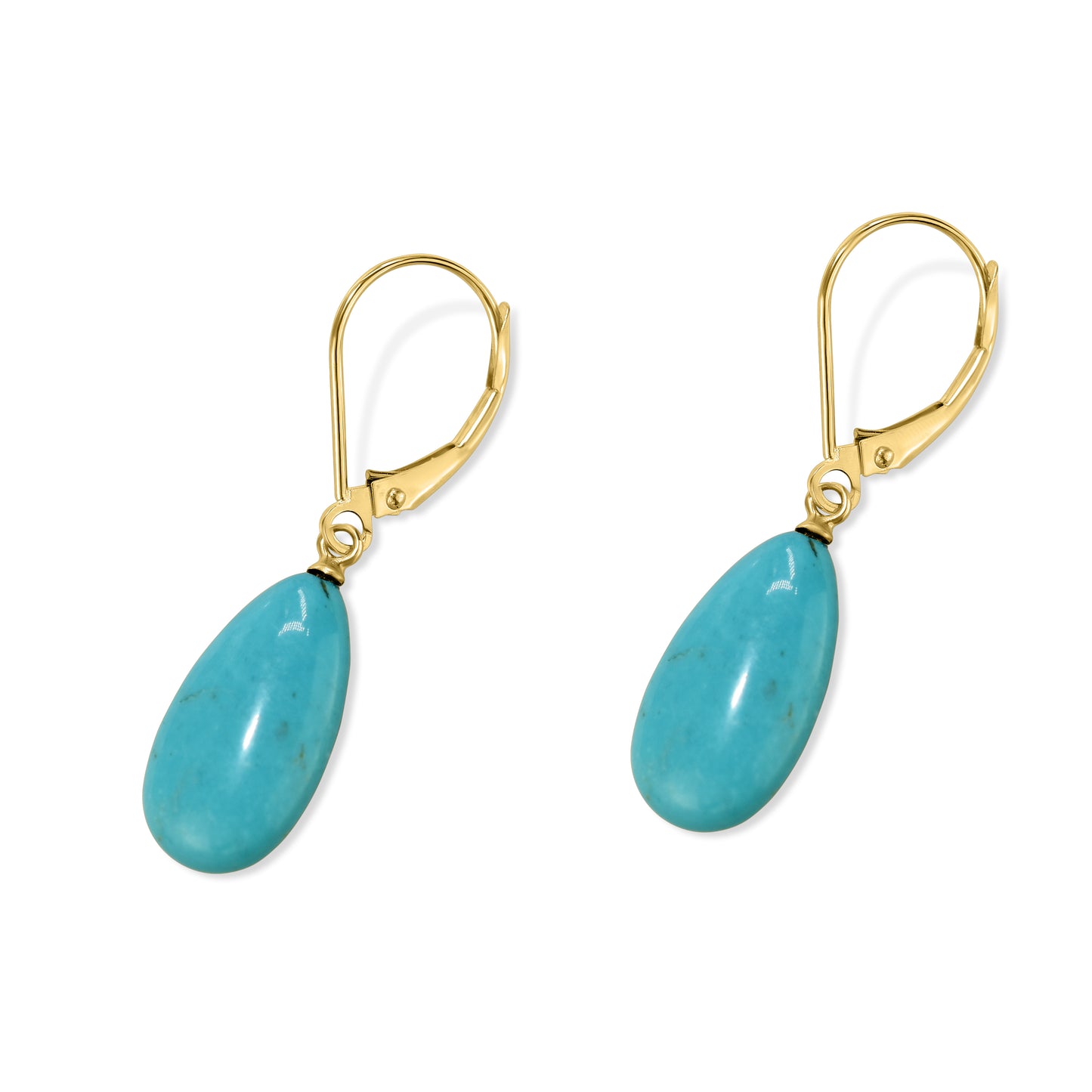 14k Turquoise Drop Leverback Earring