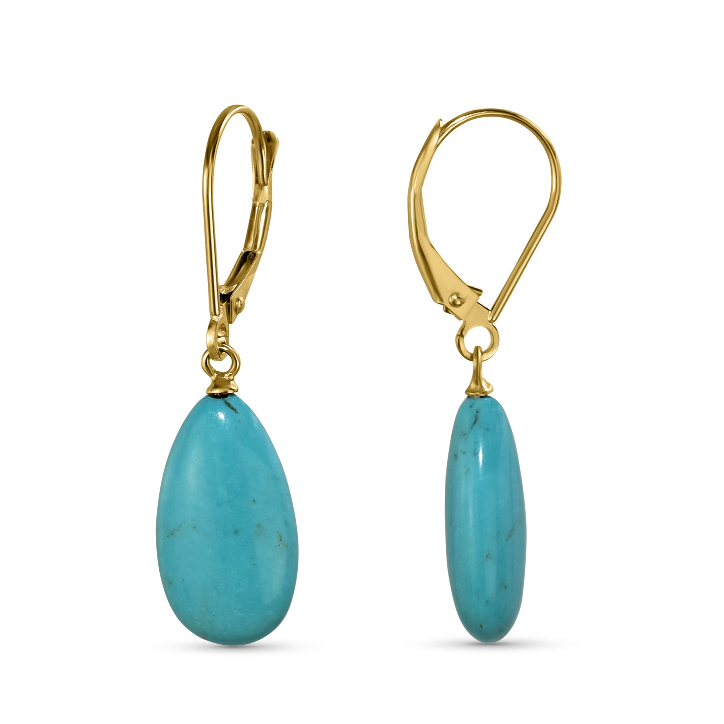 14k Turquoise Drop Leverback Earring