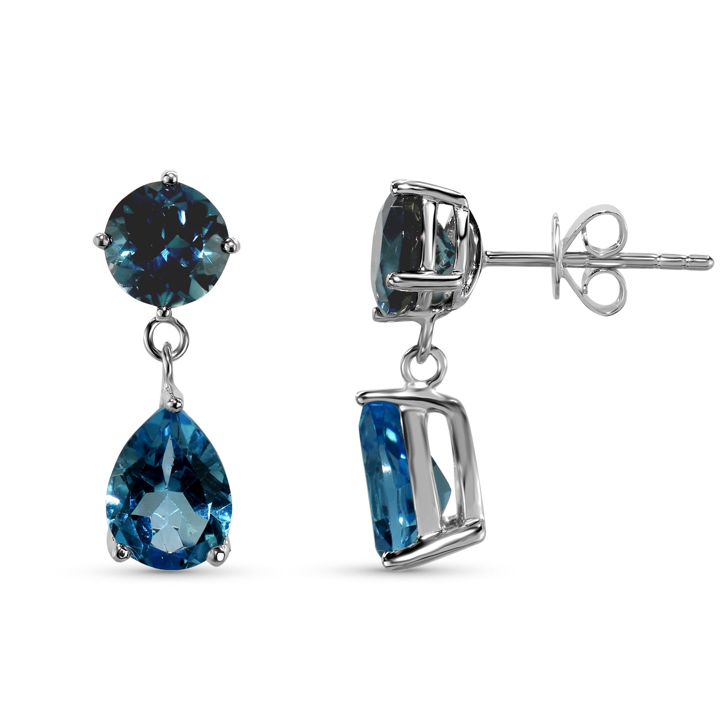 14k White Gold London Swiss Blue Topaz Post Earring