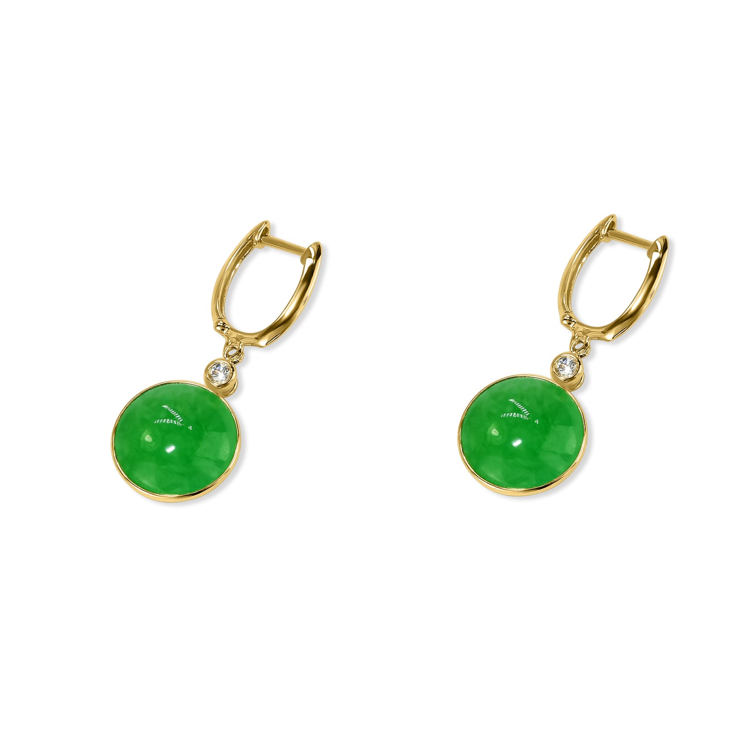 14k Green Jade VS Diamond Hoop Earring