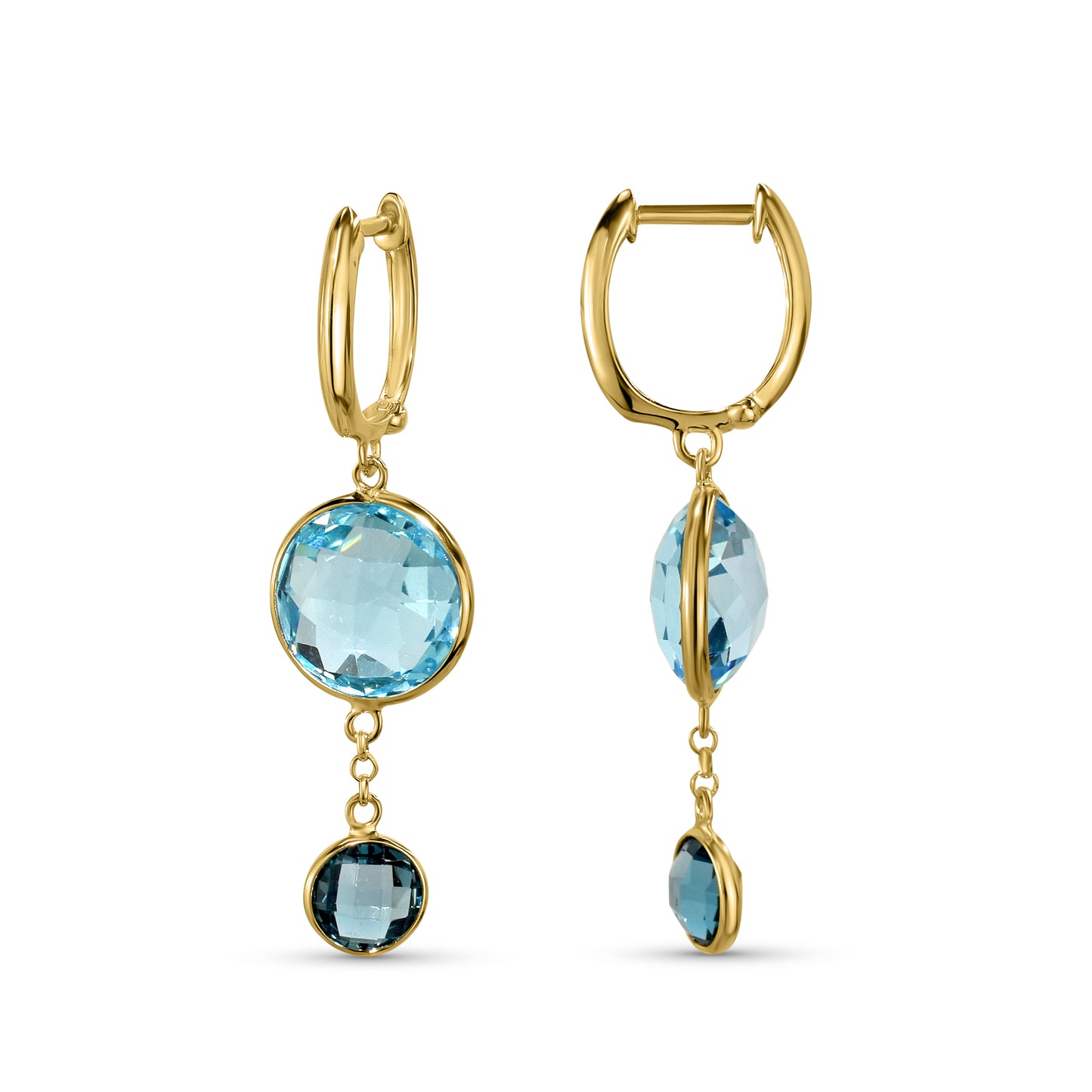 14k Sky & London Blue Topaz Dangle Hoop Earring