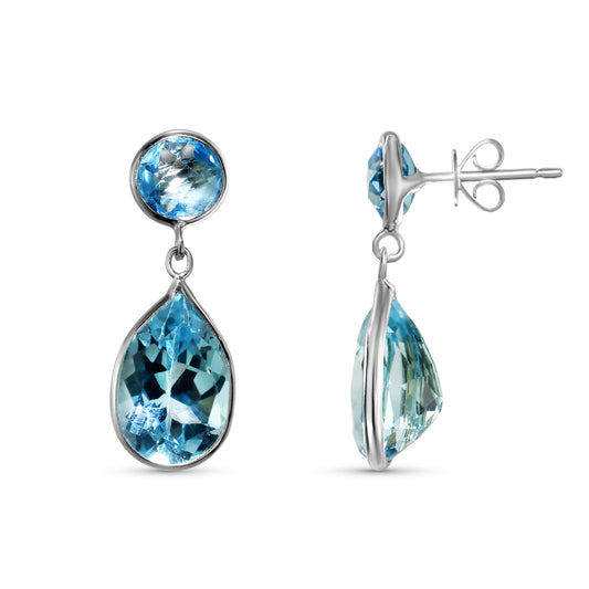 14k White Gold Swiss/Sky Blue Topaz Post Earring