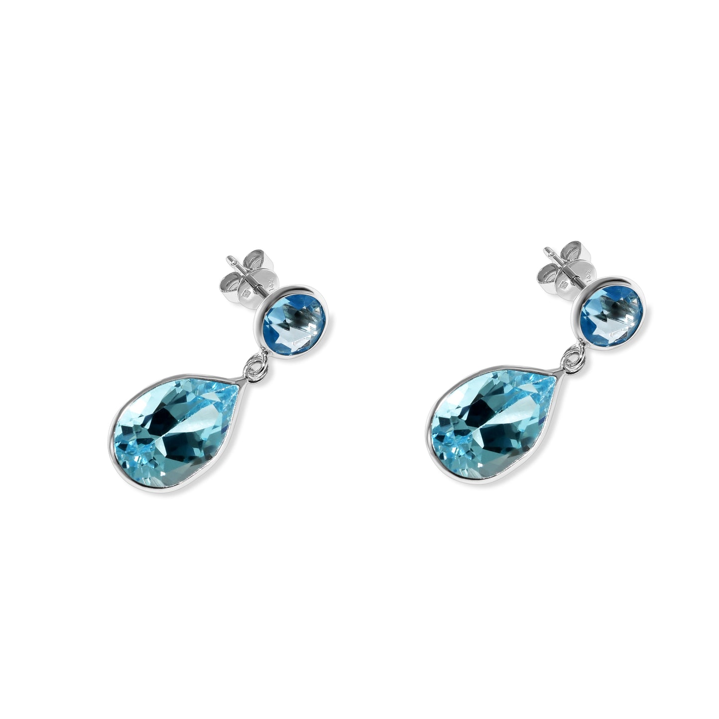 14k White Gold Swiss/Sky Blue Topaz Post Earring