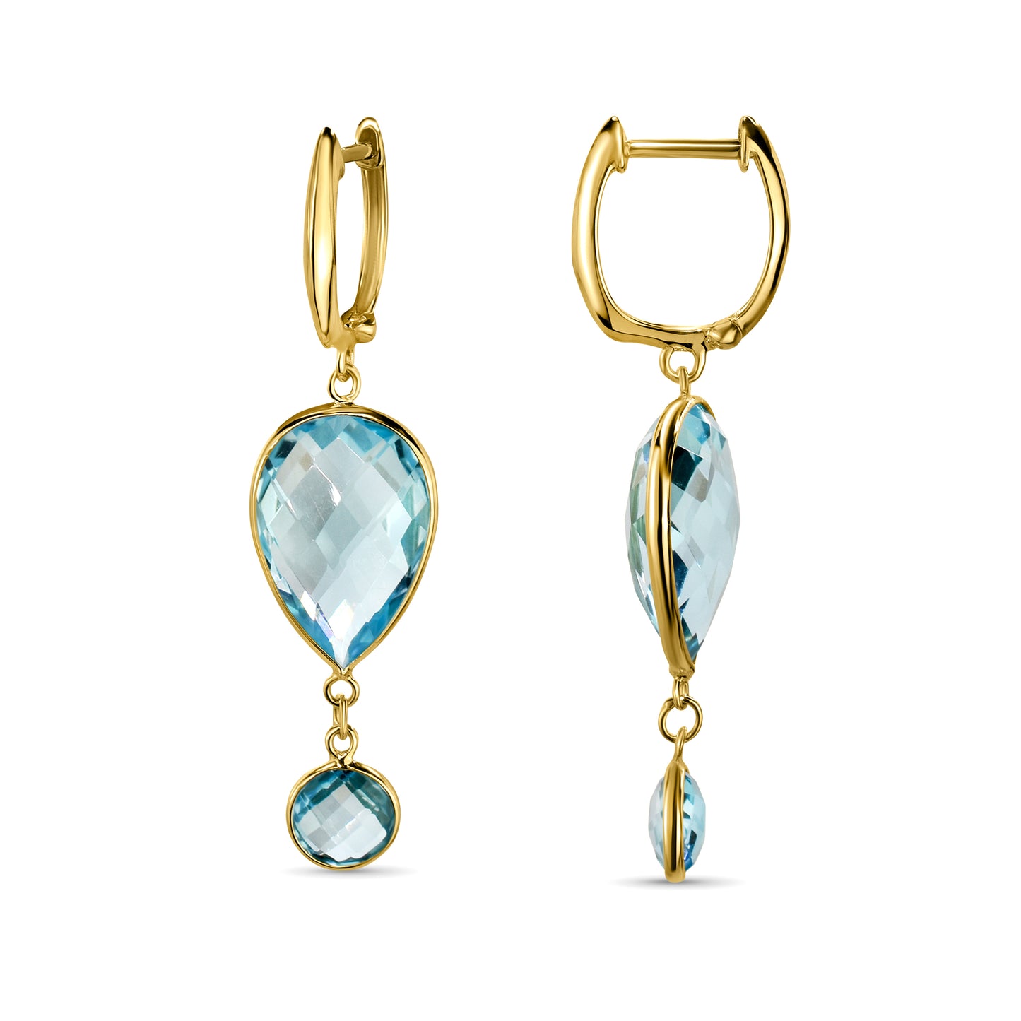 14k Sky & Swiss Blue Topaz Hoop Earring