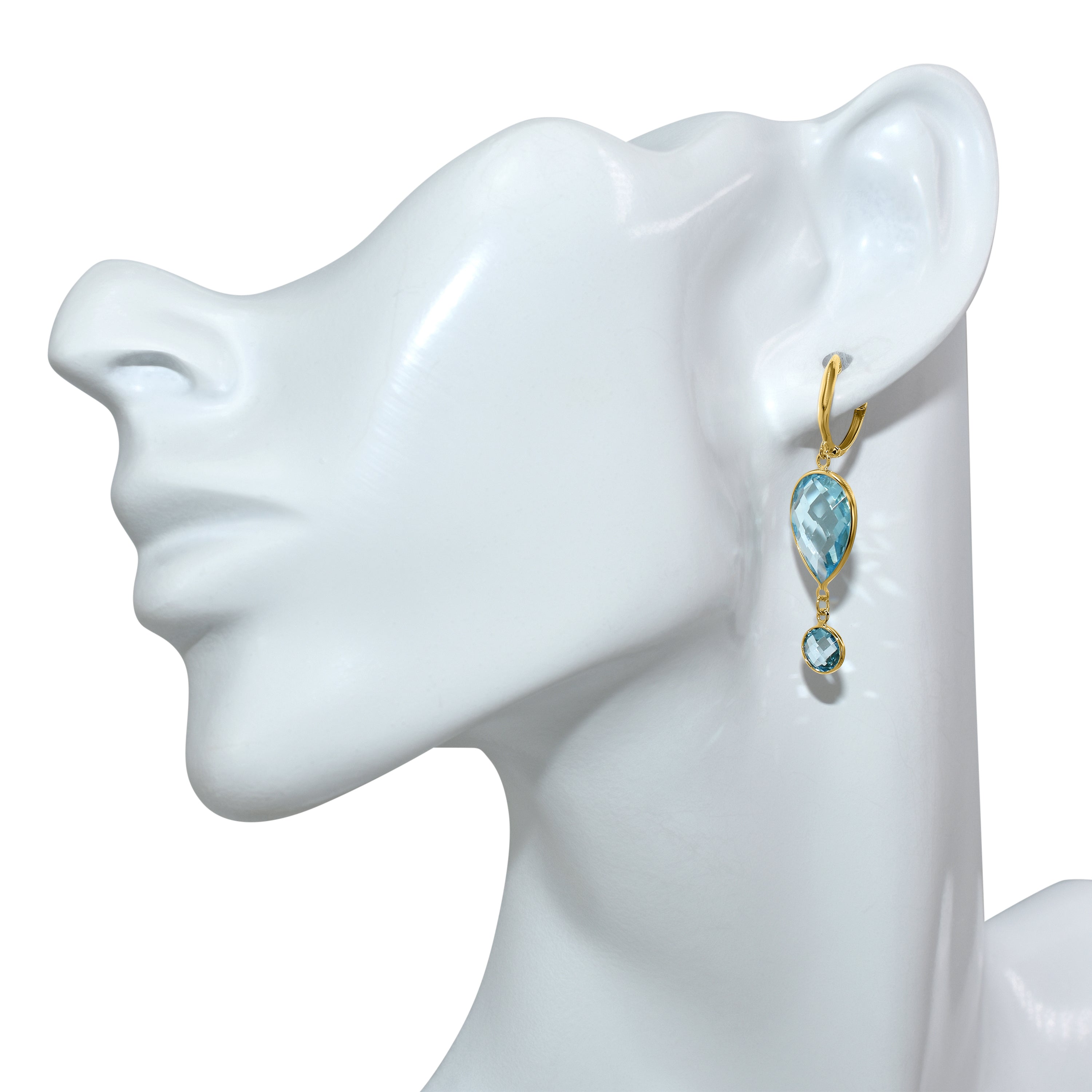 14k Sky & Swiss Blue Topaz Hoop Earring
