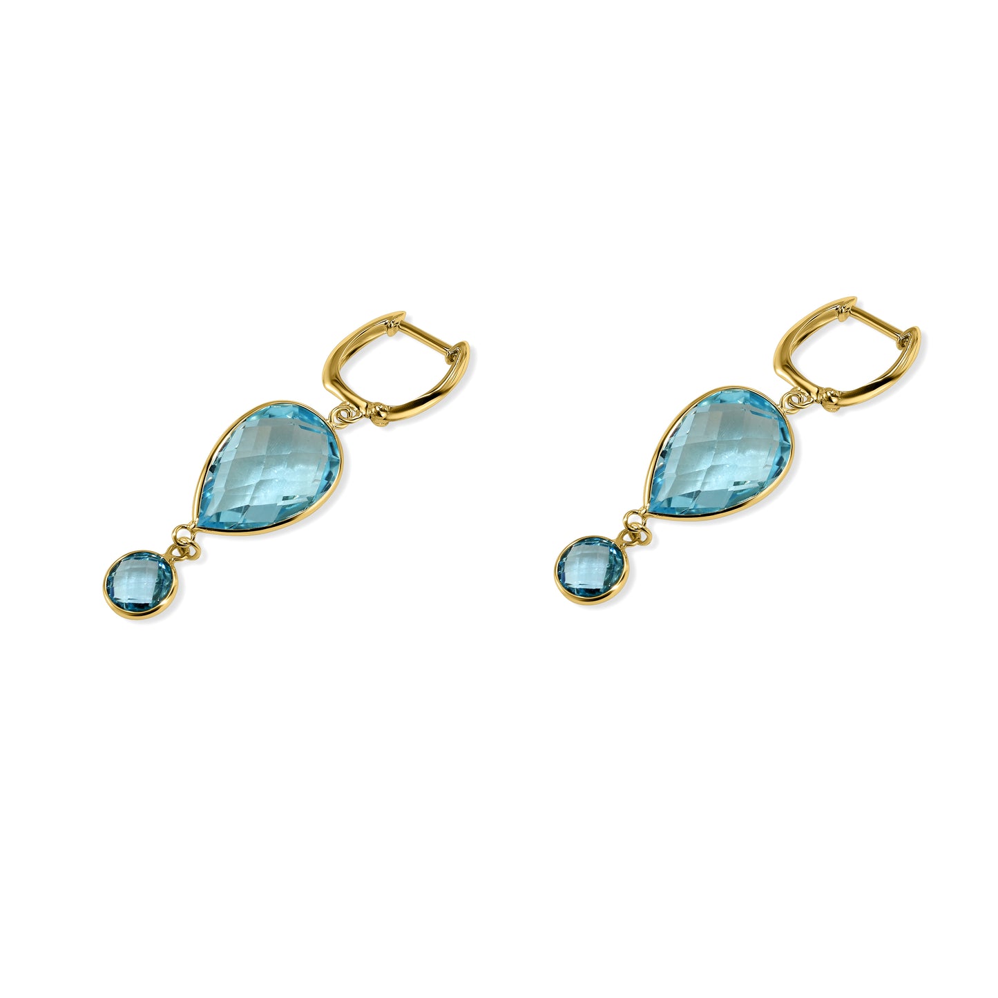 14k Sky & Swiss Blue Topaz Hoop Earring