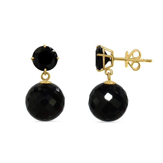 14k Black Onyx Ball Drop Stud Top Earring