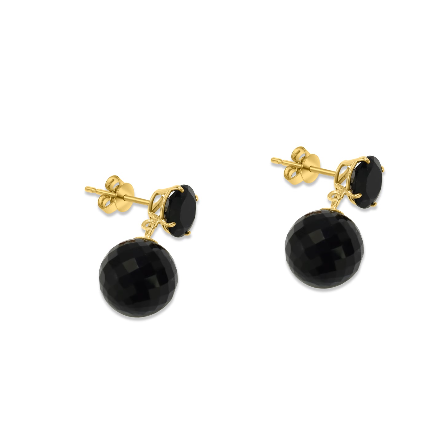 14k Black Onyx Ball Drop Stud Top Earring