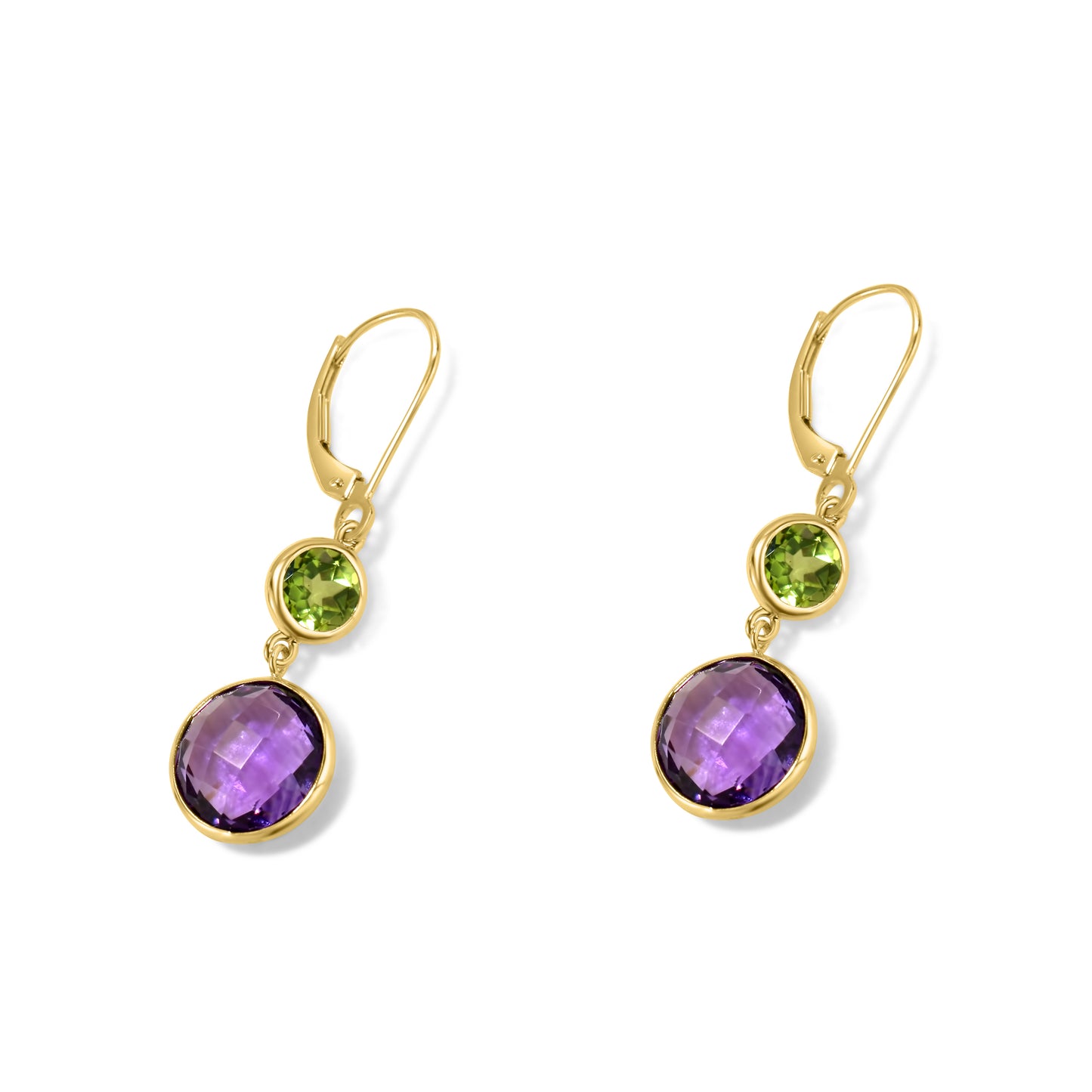 14k Peridot Amethyst Leverback Earring