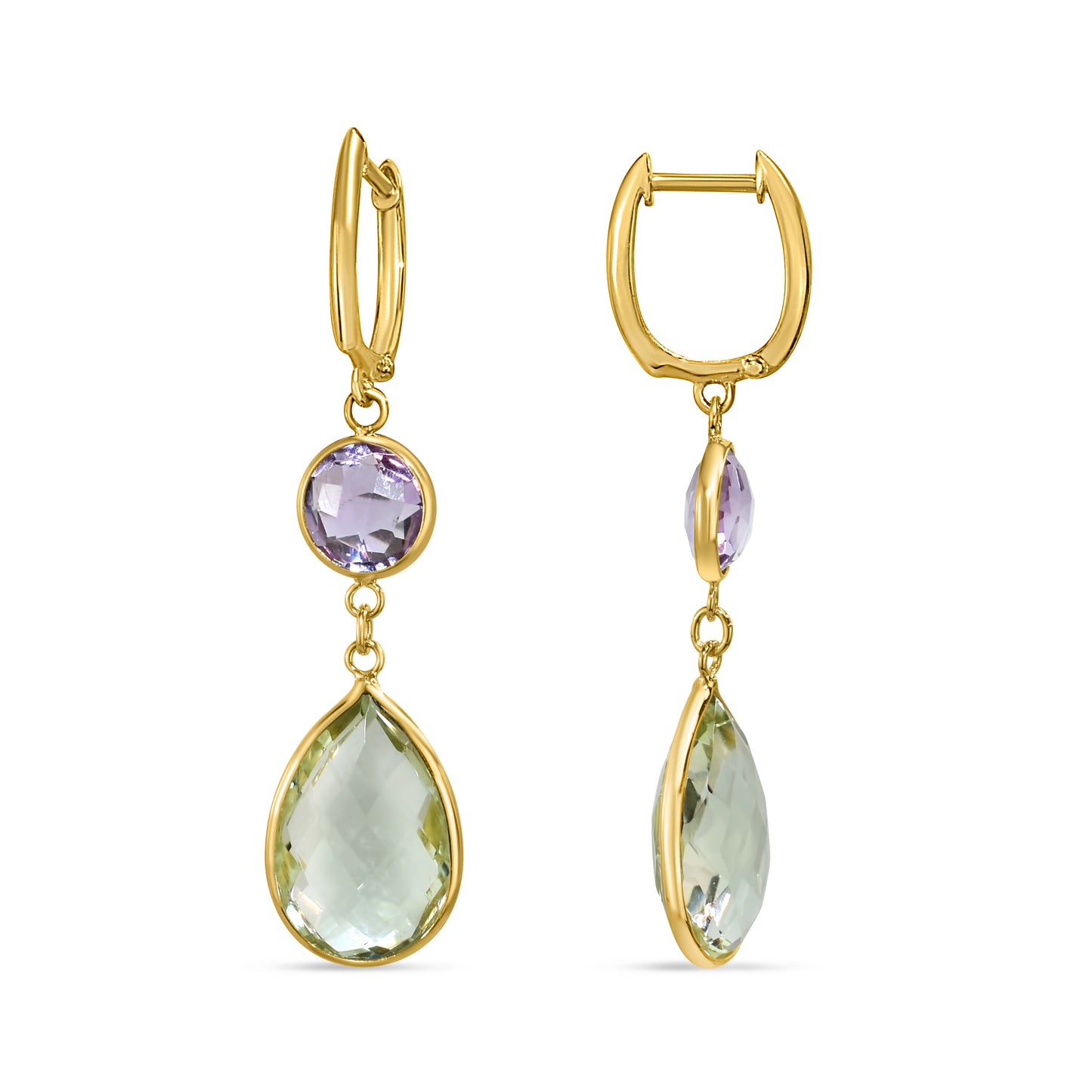 14k Purple Green Amethyst Hoop Earring