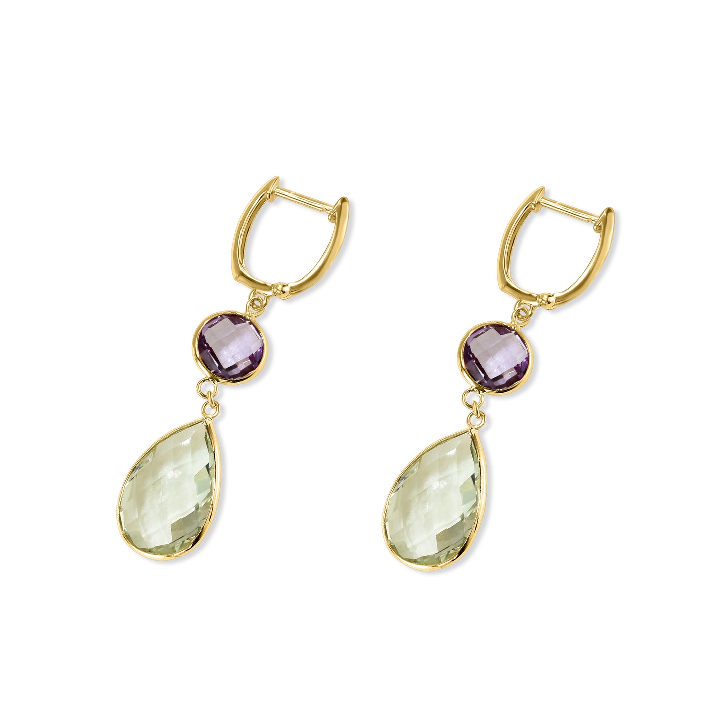 14k Purple Green Amethyst Hoop Earring