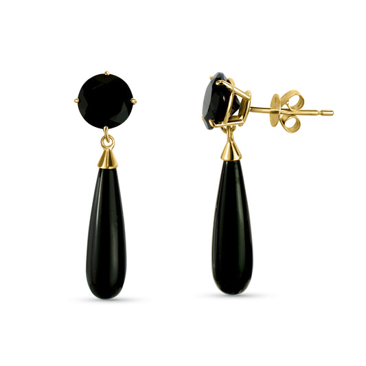 14k Black Onyx Drop Stud Top Earring